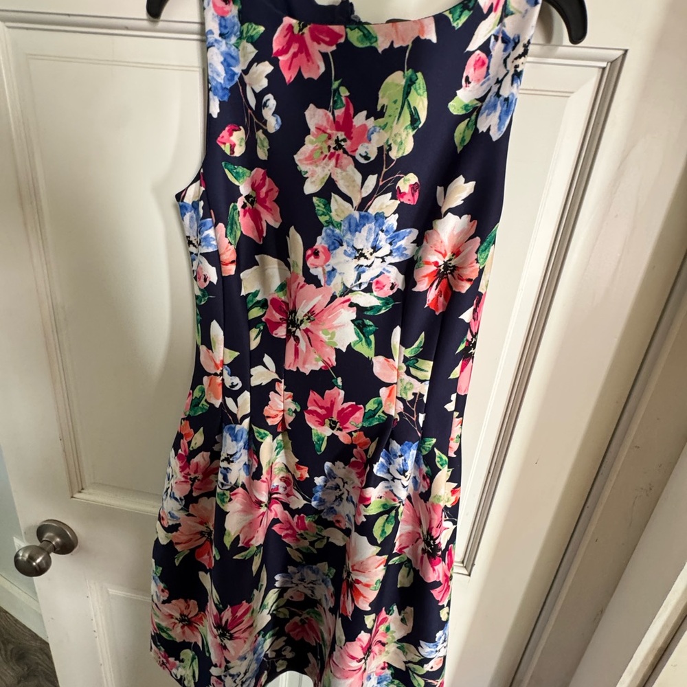 Vince Camuto Floral Midi Dress - Navy, Pink, Green